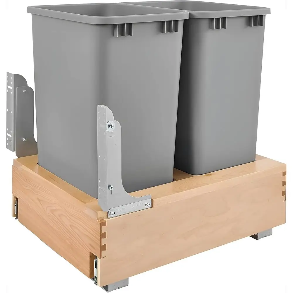 50 Qt Bottom Mount Double Pullout Under Cabinet Trash Cans w/Sot-Close or Base Cabi, Min Opening Width o 17.5", Metallic Silver,
50 Qt Bottom Mount Double Pullout Under Cabinet Trash Cans w/Sot-Close or Base Cabi, Min Opening Width o 17.5", Metallic Silver,