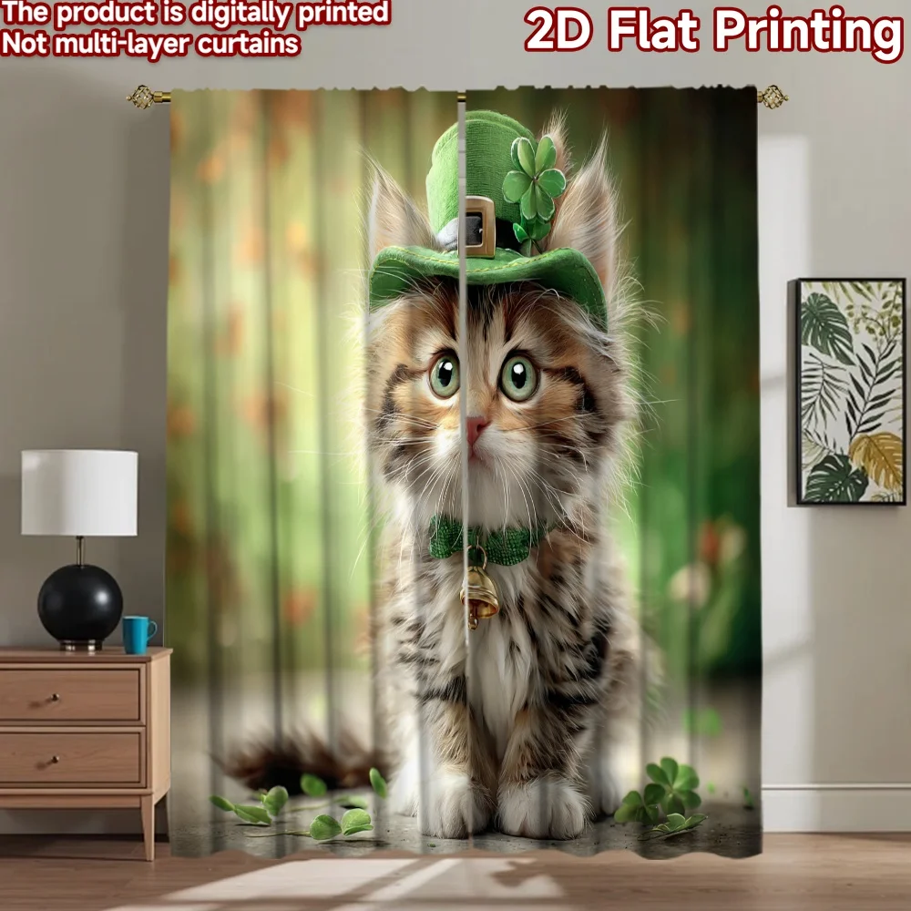 2D flat printing 2pcs Party Curtain Cute Cat Shamrock Hat Digital Printed Polyester Drapes Family Party Decoration Use for
2D flat printing 2pcs Party Curtain Cute Cat Shamrock Hat Digital Printed Polyester Drapes Family Party Decoration Use for