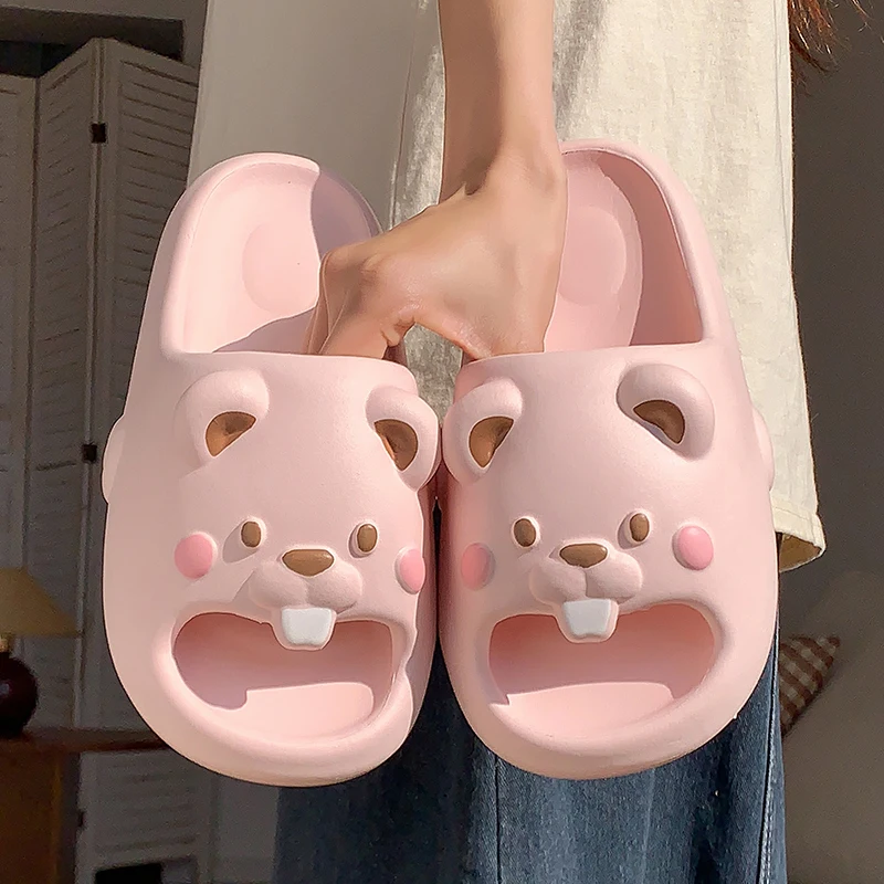 Lovely Cartoon Pink Bear Soft Bottom Slippers Women's EVA Thick Sole Indoor Outdoor House Sandals Ladies Summer Beach Slippers
Lovely Cartoon Pink Bear Soft Bottom Slippers Women's EVA Thick Sole Indoor Outdoor House Sandals Ladies Summer Beach Slippers