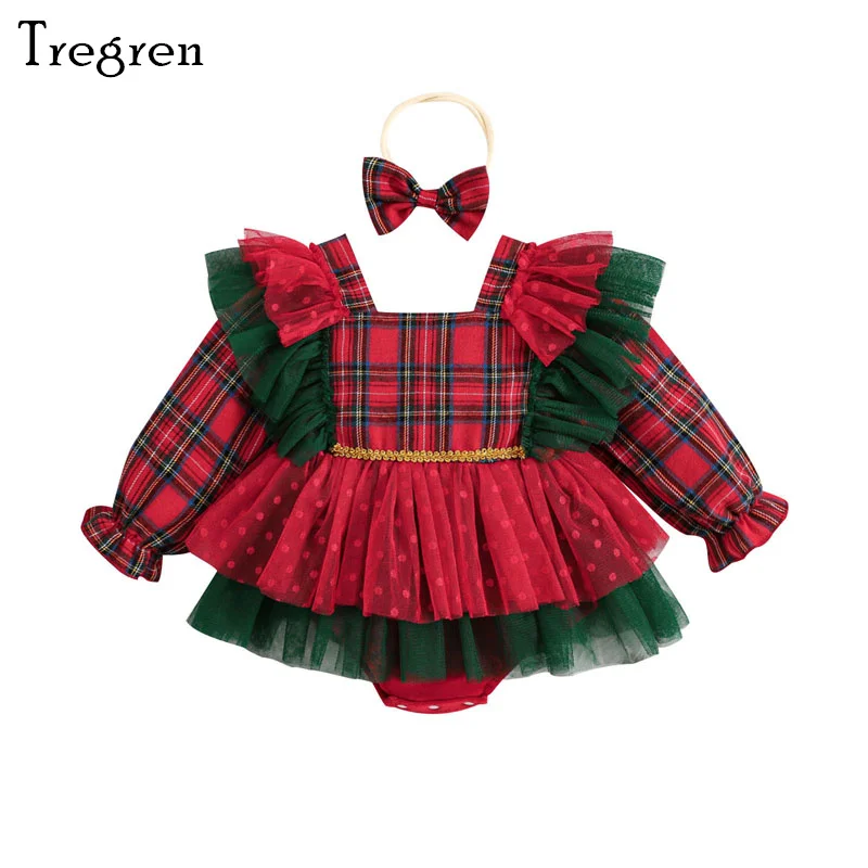 Tregren 3-24M Infant Baby Girls Christmas Romper Dress Plaid Long Sleeves Jumpsuit and Cute Headband 2pcs Set for Fall Winter
Tregren 3-24M Infant Baby Girls Christmas Romper Dress Plaid Long Sleeves Jumpsuit and Cute Headband 2pcs Set for Fall Winter
