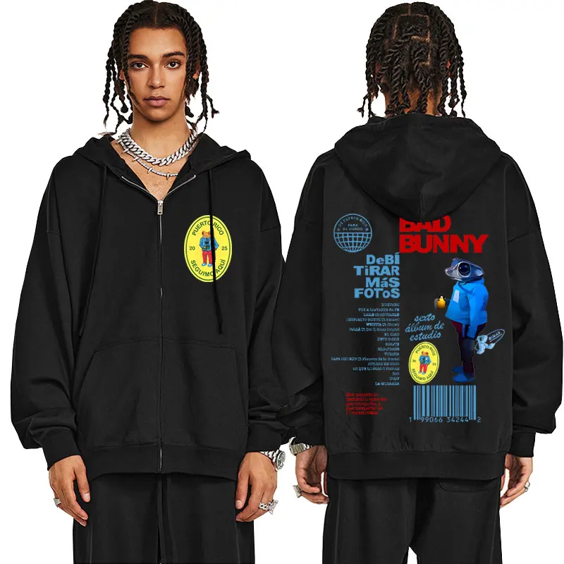 Fashion Bad Bunny Dtmf DeBi TiRAR MaS FOToS Album Graphic Zipper Hoodie Male Hip Hop Fashion Jacket Men Women Rap Zip Up Coat
Fashion Bad Bunny Dtmf DeBi TiRAR MaS FOToS Album Graphic Zipper Hoodie Male Hip Hop Fashion Jacket Men Women Rap Zip Up Coat