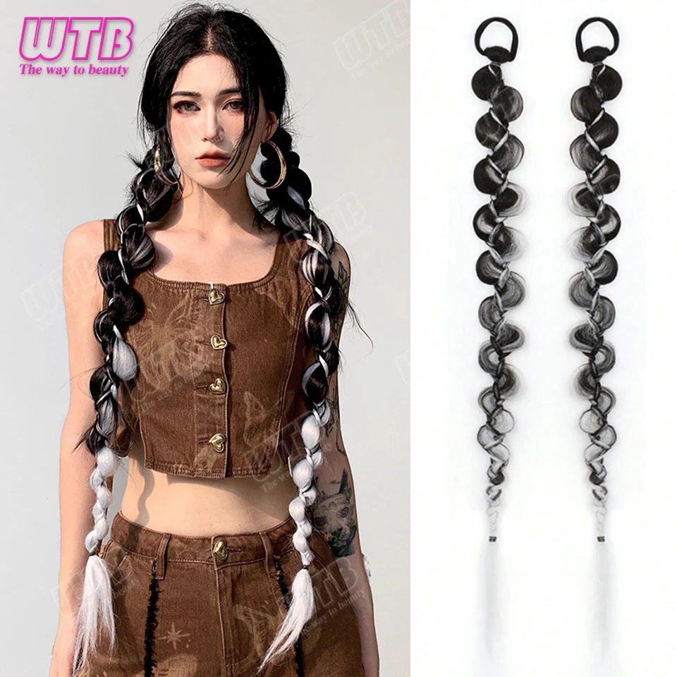 WTB Boxing Braid Wig, Synthetic Hair Tie Style Black and White Highlighted Braided Ponytail Wig Suitable for Women's Daily Wear
WTB Boxing Braid Wig, Synthetic Hair Tie Style Black and White Highlighted Braided Ponytail Wig Suitable for Women's Daily Wear