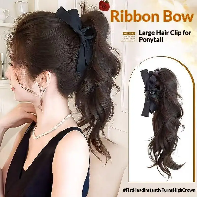 (BF06)14inch Bow Tie Claw Ponytail Wig Synthetic Fluffy Ribbon Clip Ponytail Natural Long Curly High Ponytail Hair Extension
(BF06)14inch Bow Tie Claw Ponytail Wig Synthetic Fluffy Ribbon Clip Ponytail Natural Long Curly High Ponytail Hair Extension