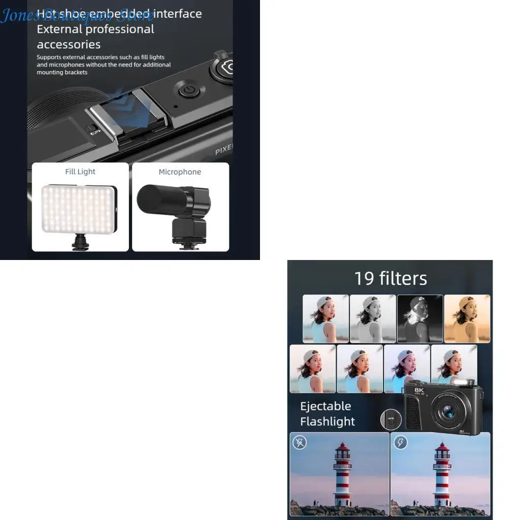 Digital Photography Camera 18X Digital Zoom Vlog Video Recorder 180 Degree Screen Camera for Outdoor Vlogging W8KE
Digital Photography Camera 18X Digital Zoom Vlog Video Recorder 180 Degree Screen Camera for Outdoor Vlogging W8KE