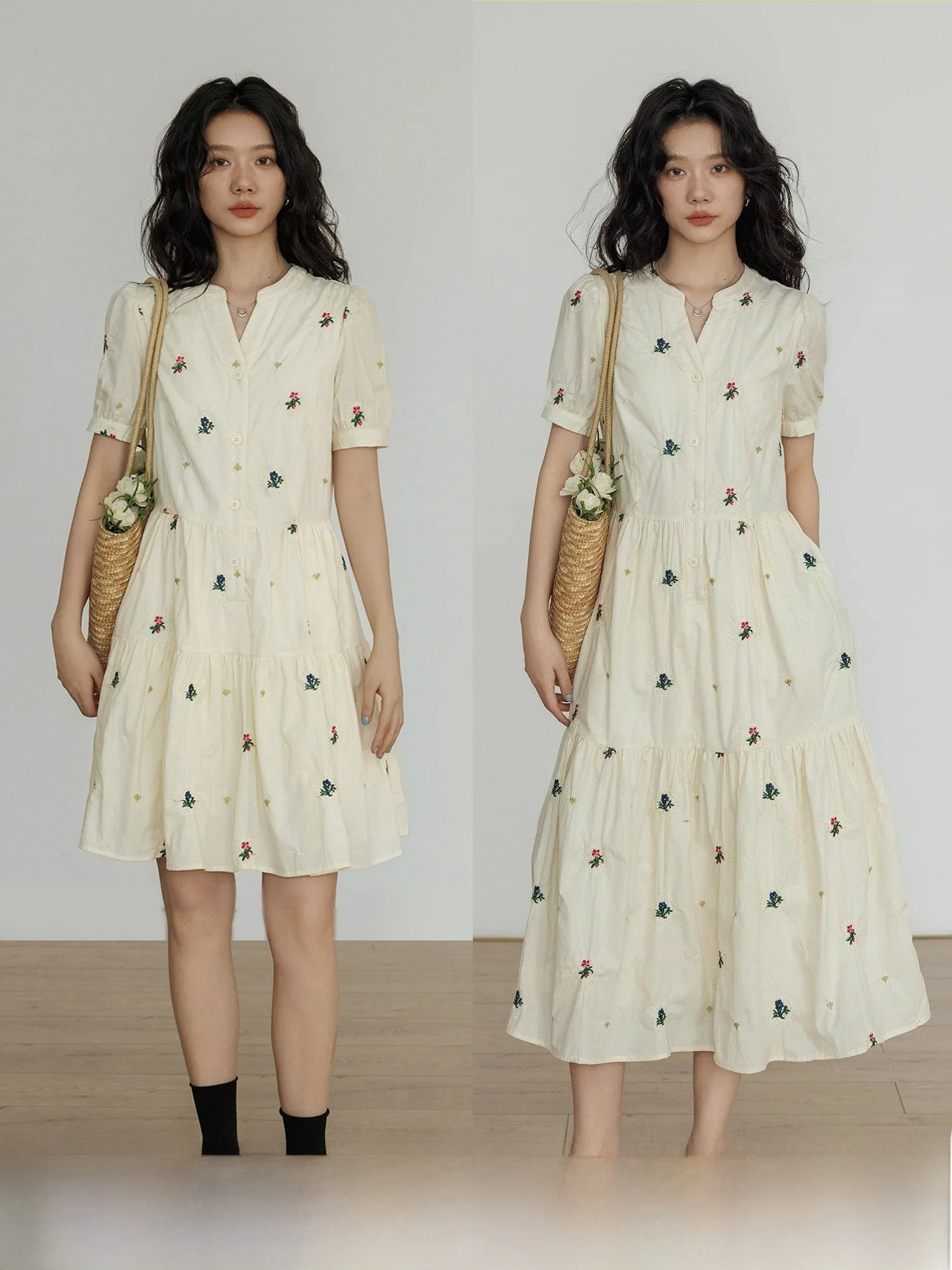 Summer Princess Style Embroidered Shirt Dress Women's Short Sleeve Mid-Length A-Line Skirt Casual Cotton Bubble Sleeve
Summer Princess Style Embroidered Shirt Dress Women's Short Sleeve Mid-Length A-Line Skirt Casual Cotton Bubble Sleeve
