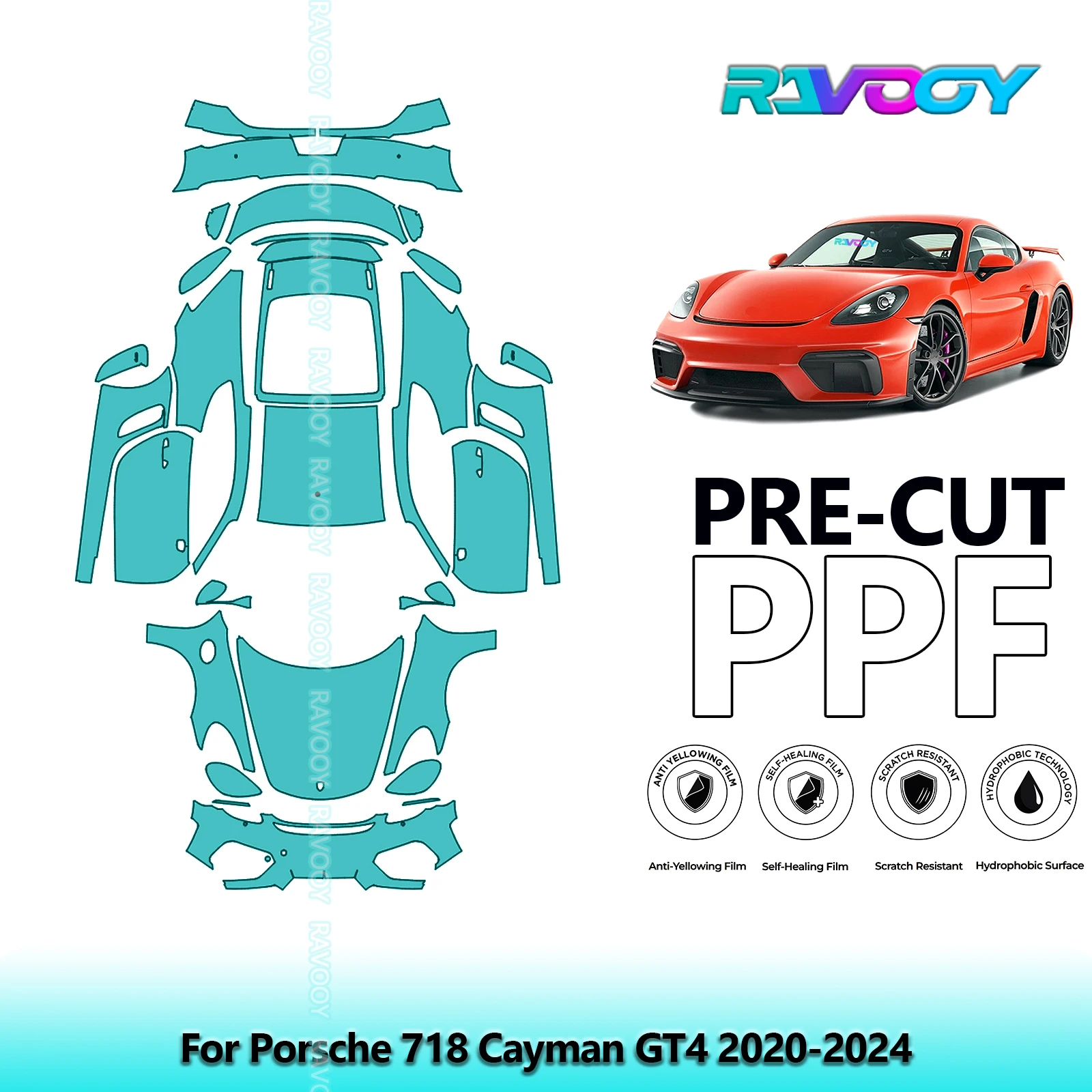For Porsche 718 Cayman GT4 2020-2024 Full Vehicle Clear Bra 8.5Mil Precut PPF Paint Protection Film
For Porsche 718 Cayman GT4 2020-2024 Full Vehicle Clear Bra 8.5Mil Precut PPF Paint Protection Film