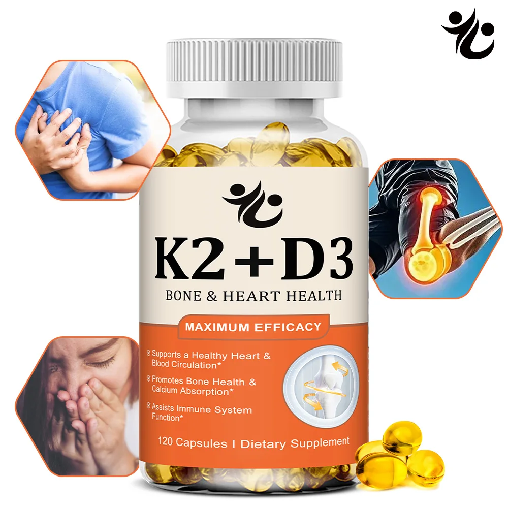 2-in-1 Vitamin D3 5000IU & Vitamin K2 MK-7 Capsules, Supports Calcium Absorption, Bone Health, Cardiovascular & Immune Function
2-in-1 Vitamin D3 5000IU & Vitamin K2 MK-7 Capsules, Supports Calcium Absorption, Bone Health, Cardiovascular & Immune Function