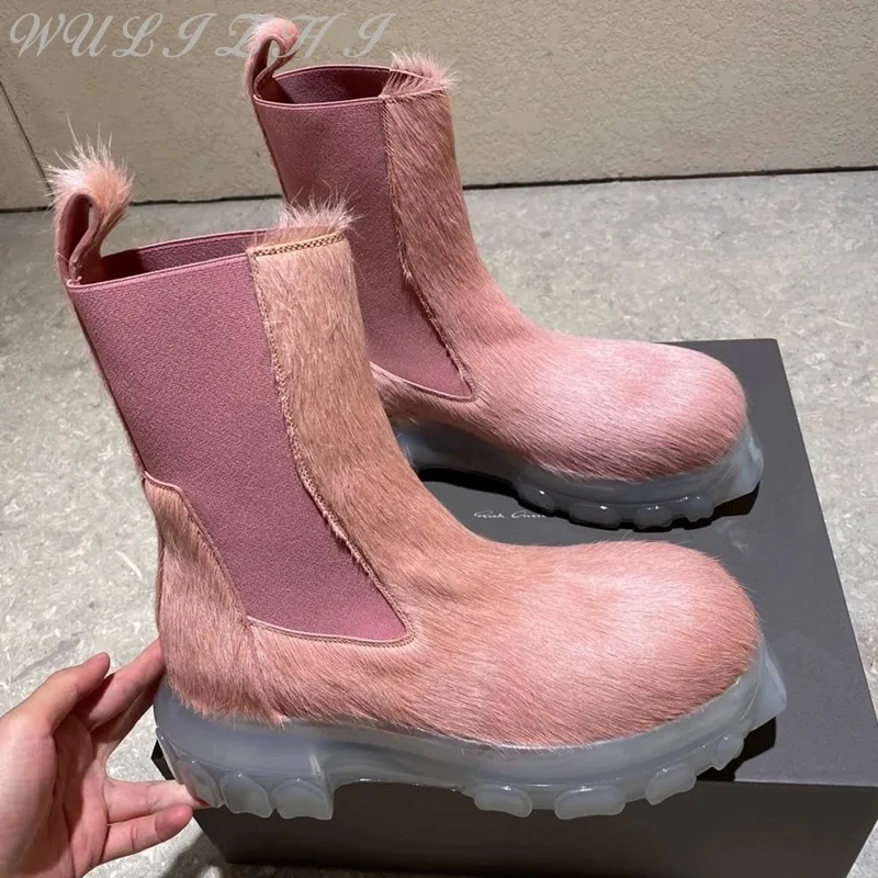 Women's Pink Chelsea Ankle Boots Concise Thick Sole Round Toe Shoes Platform Winter Non-slip Comfortable Designer botas Novelty
Women's Pink Chelsea Ankle Boots Concise Thick Sole Round Toe Shoes Platform Winter Non-slip Comfortable Designer botas Novelty