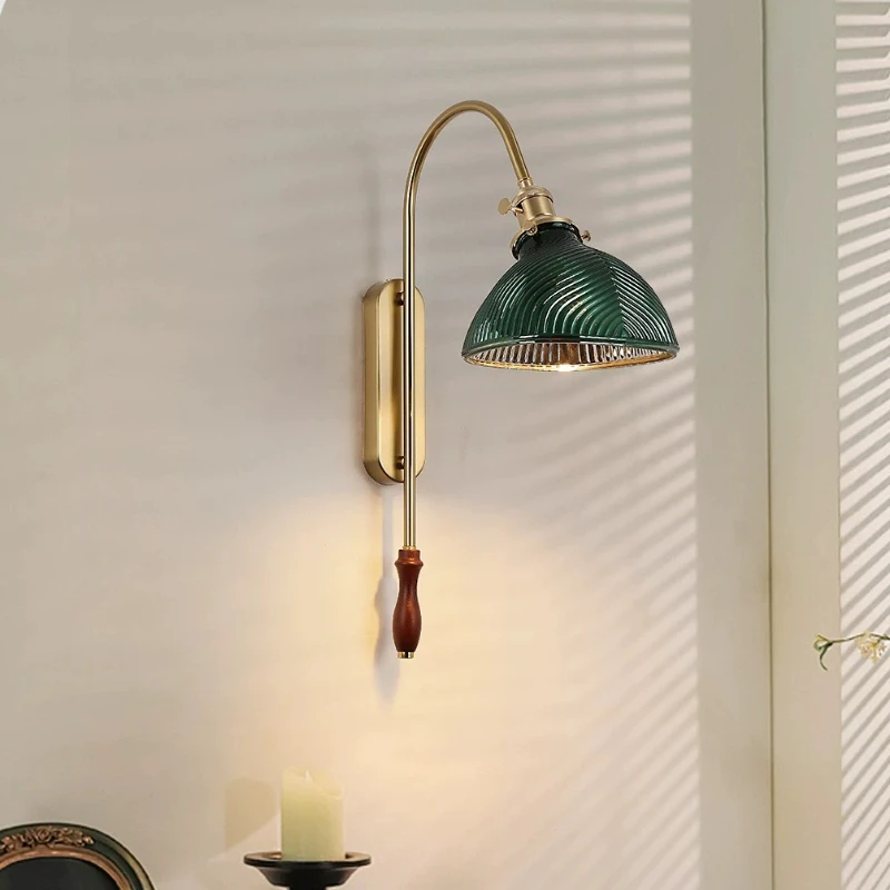 American Retro Glass Wall Lamp Bedroom Bedside Living Room Restaurant Entryway Vintage Mid-Century Walnut All-copper Wall Lights
American Retro Glass Wall Lamp Bedroom Bedside Living Room Restaurant Entryway Vintage Mid-Century Walnut All-copper Wall Lights