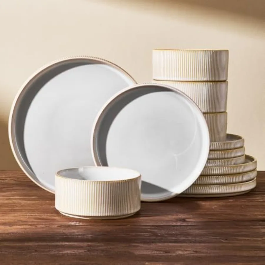 Stoneware Dinnerware Sets Handcrafted Double Reactive Glaze Plates and Bowls for Everyday and Formal Dining Microwave and Dishw
Stoneware Dinnerware Sets Handcrafted Double Reactive Glaze Plates and Bowls for Everyday and Formal Dining Microwave and Dishw
