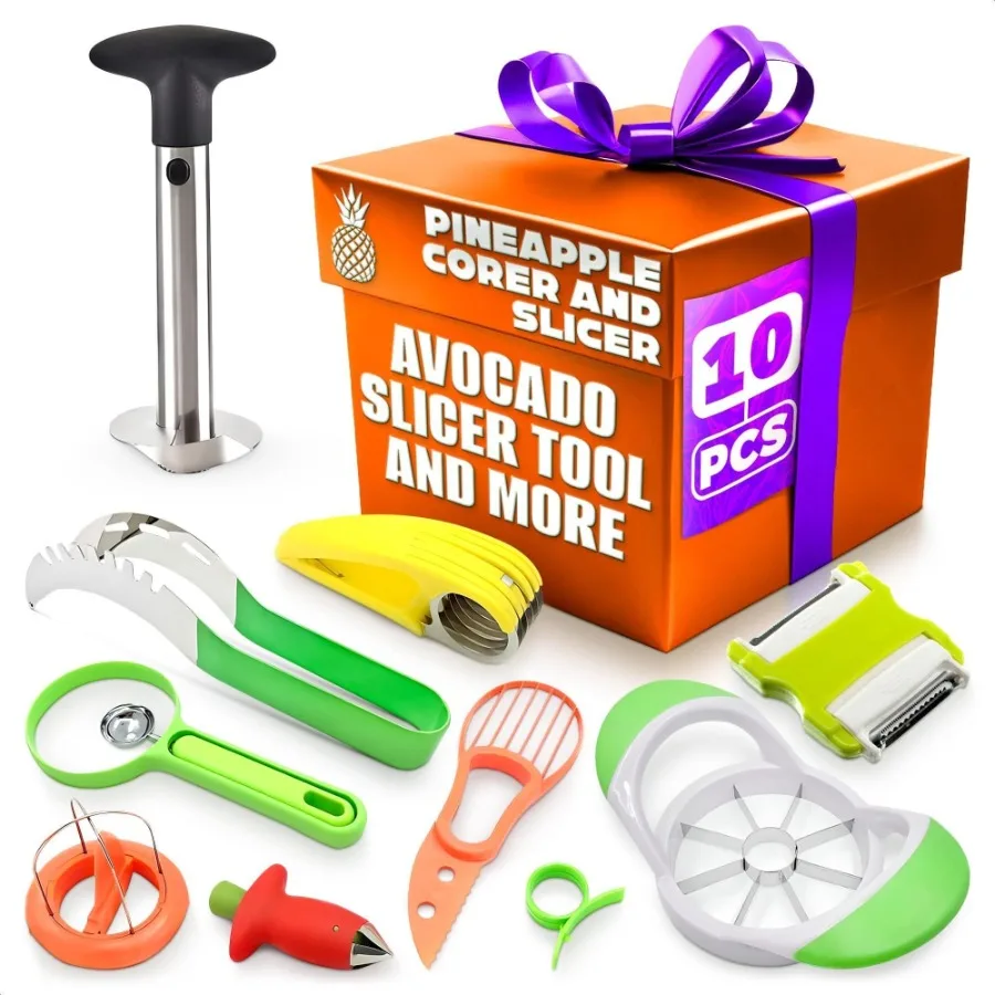 10 Pcs Fruit Slicer Set Fruit Cutting Tools Pineapple Corer and Slicer Kiwi Cutter Apple Slicer and Corer Cantaloupe Cutter Str
10 Pcs Fruit Slicer Set Fruit Cutting Tools Pineapple Corer and Slicer Kiwi Cutter Apple Slicer and Corer Cantaloupe Cutter Str
