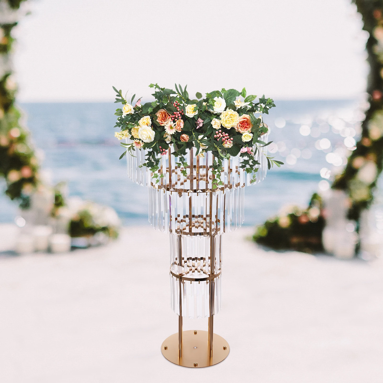 4-story Round Base Gold Flower Stand High Load-bearing Display Stand with Crystal Tassels Ballroom Guide Frame
4-story Round Base Gold Flower Stand High Load-bearing Display Stand with Crystal Tassels Ballroom Guide Frame
