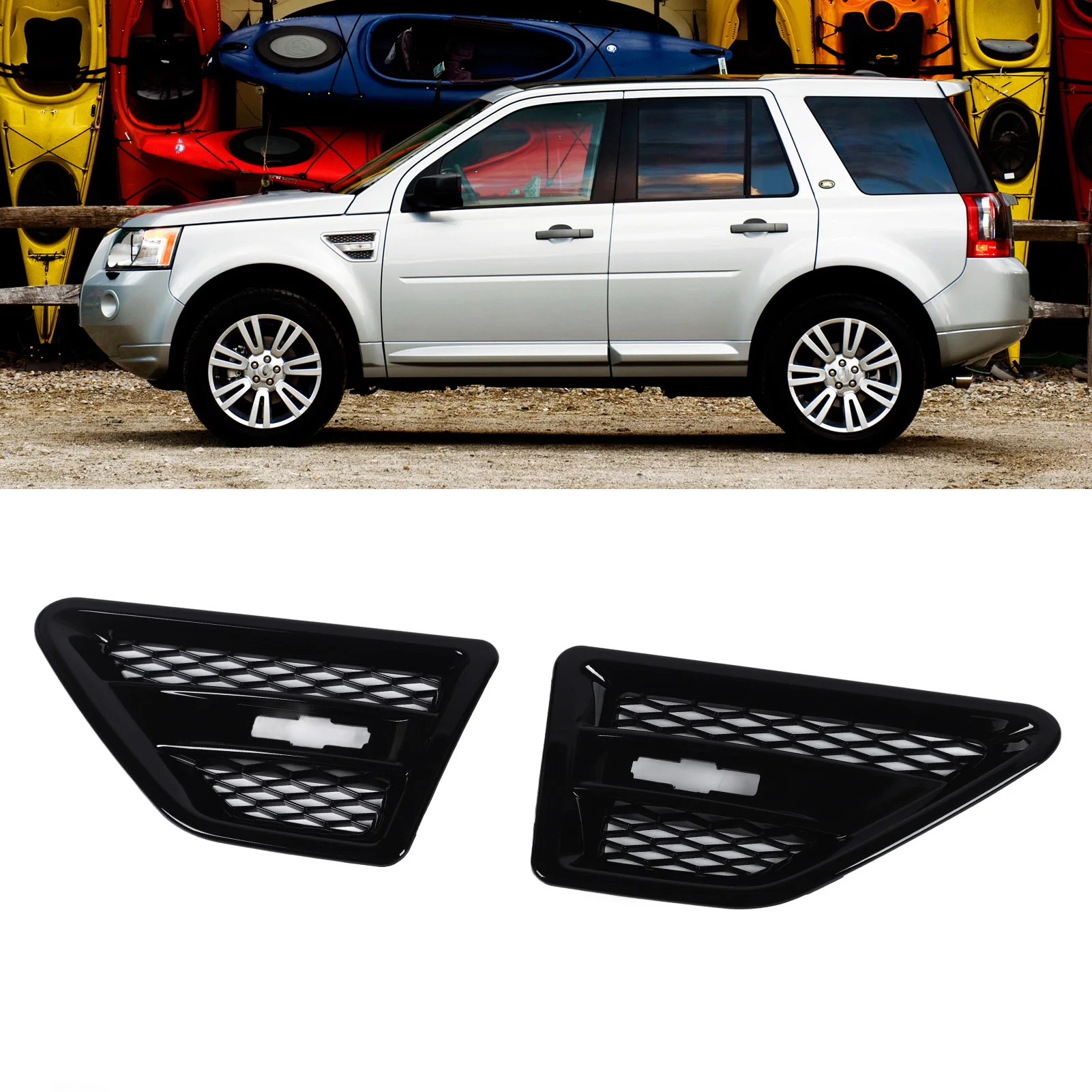 Боковая накладка на вентиляционное отверстие, передняя левая и правая глянцевая черная автомобильная решетка, сетчатое украшение вентиляционного отверстия, замена для Freelander 2 LR2
Боковая накладка на вентиляционное отверстие, передняя левая и правая глянцевая черная автомобильная решетка, сетчатое украшение вентиляционного отверстия, замена для Freelander 2 LR2