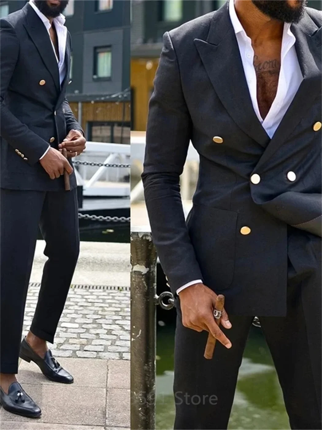 2Pieces Peaked Lapel Double Breasted Suits for Men Wedding Slim Fit Formal Groom Tuxedo Black Custom Made Suit Jacket with Pants
2Pieces Peaked Lapel Double Breasted Suits for Men Wedding Slim Fit Formal Groom Tuxedo Black Custom Made Suit Jacket with Pants