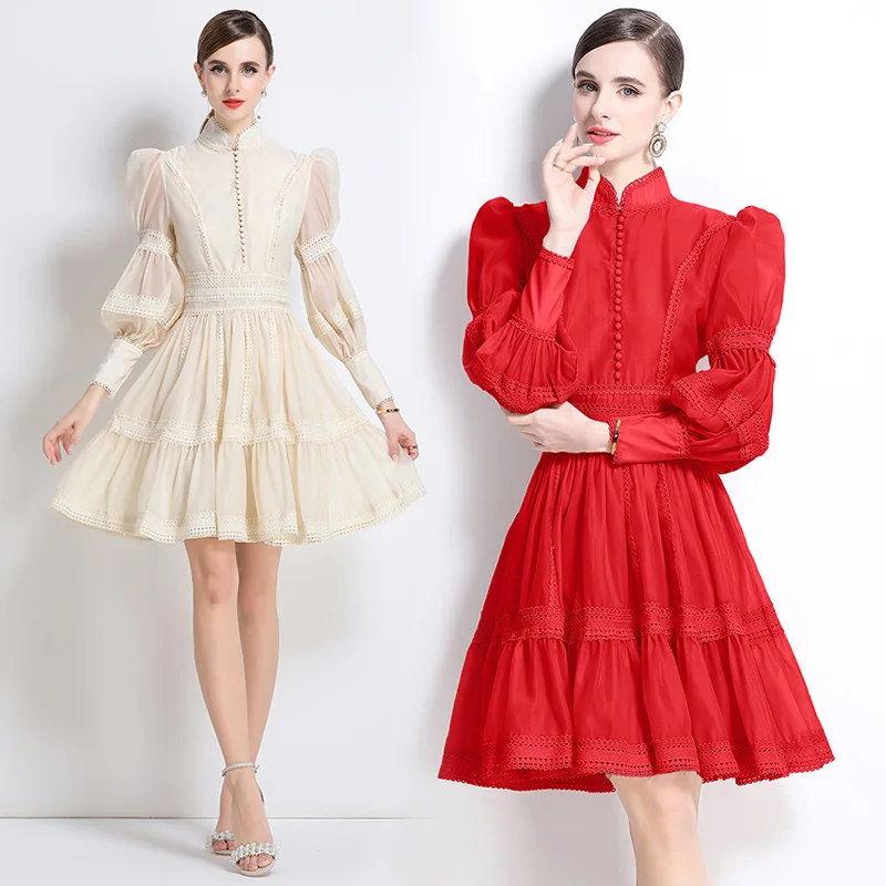 Luxury Vintage Women's Lace Patchwork Dress 2025 Spring Beach Long Lantern Sleeve Mini Dresses Apricot Red Lady Vestidos
Luxury Vintage Women's Lace Patchwork Dress 2025 Spring Beach Long Lantern Sleeve Mini Dresses Apricot Red Lady Vestidos