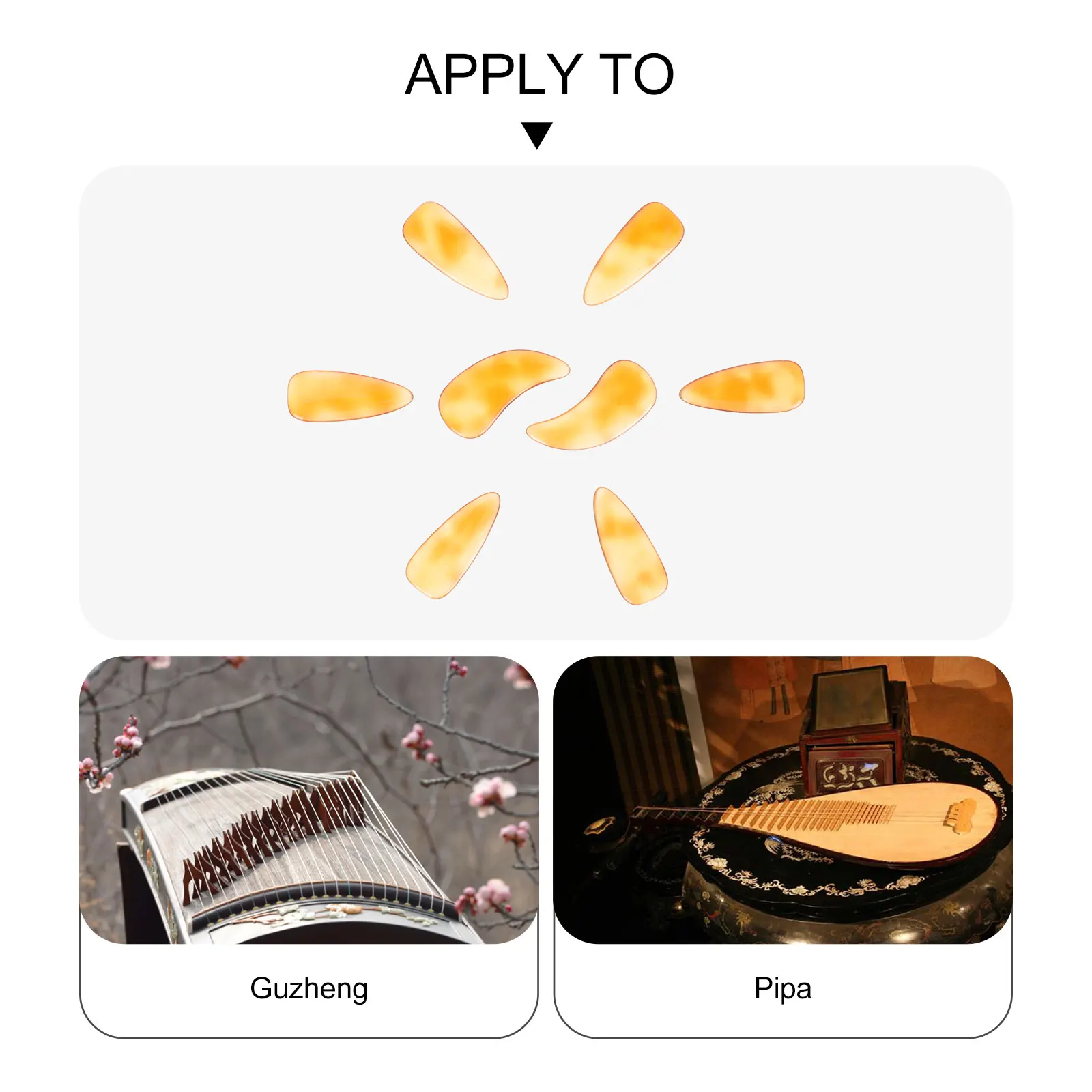 8pcs Strong Guzheng Finger Nails Practical Protectors Clear Sound Wear Resistant Stringed Instrument Accessories Guzheng Tools 
8pcs Strong Guzheng Finger Nails Practical Protectors Clear Sound Wear Resistant Stringed Instrument Accessories Guzheng Tools