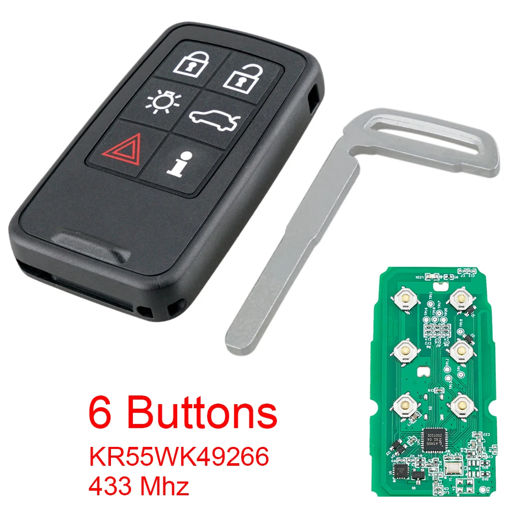 6 Buttons 433MHz Remote Car Key with ID46/7953 Chip and Insert Key Blade KR55WK49266 Fit for Volvo Smart Key Prox Key Fob
6 Buttons 433MHz Remote Car Key with ID46/7953 Chip and Insert Key Blade KR55WK49266 Fit for Volvo Smart Key Prox Key Fob
