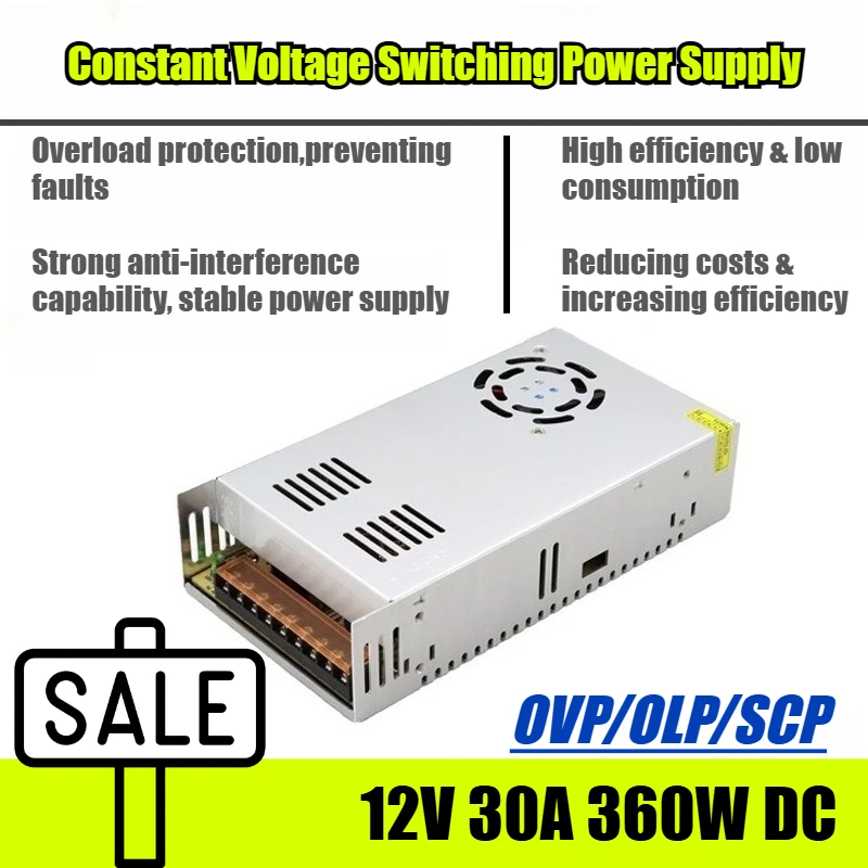 12V 30A 360W DC Switching Power Supply,Surveillance,Light Strip,Lighting Transformer
12V 30A 360W DC Switching Power Supply,Surveillance,Light Strip,Lighting Transformer