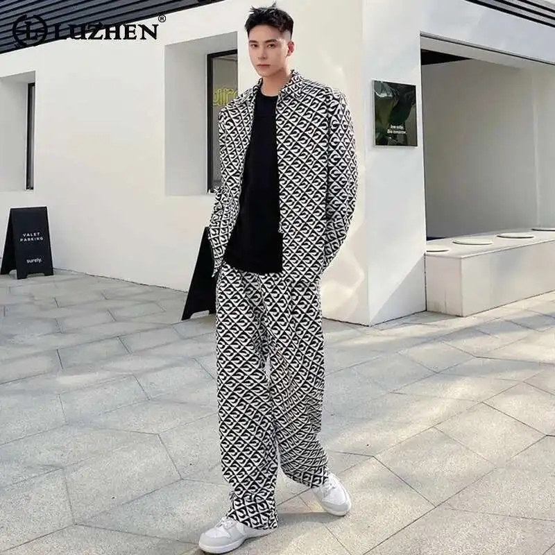 LUZHEN 2025 Trendy New Plaid Printed Loose Casual Pants Men's Stylish Luxury Elegant Handsome Coat Male Two-piece Sets JY1045
LUZHEN 2025 Trendy New Plaid Printed Loose Casual Pants Men's Stylish Luxury Elegant Handsome Coat Male Two-piece Sets JY1045