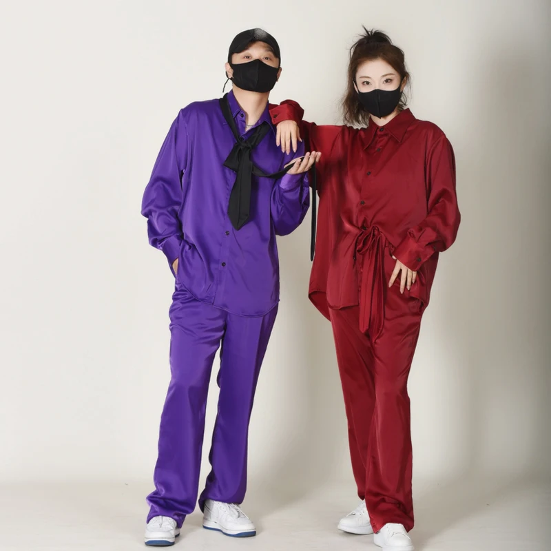 Glossy Satin Acetate Shirt Trousers Kpop Suit Hip Hop Modern Dance Performance Costumes Women Group Jazz Festival Wear DN13601
Glossy Satin Acetate Shirt Trousers Kpop Suit Hip Hop Modern Dance Performance Costumes Women Group Jazz Festival Wear DN13601