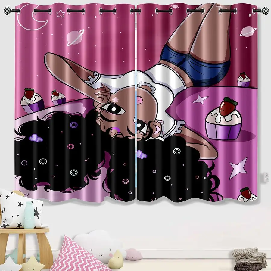 African Girl Curtains for Bedroom Pink Kids Blackout Window Drapes Cute Black Girl Printed Curtains 2 Panel Sets, 82x63 Inch
African Girl Curtains for Bedroom Pink Kids Blackout Window Drapes Cute Black Girl Printed Curtains 2 Panel Sets, 82x63 Inch