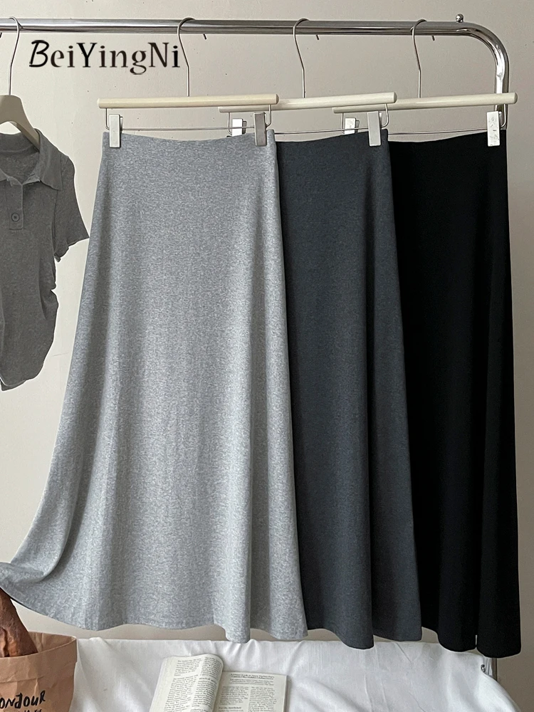 Beiyingni Korean Simple Women's Long Maxi Skirts Elastic Waist Elegant Black A-line Skirt Woman Solid Color French Gray Faldas
Beiyingni Korean Simple Women's Long Maxi Skirts Elastic Waist Elegant Black A-line Skirt Woman Solid Color French Gray Faldas