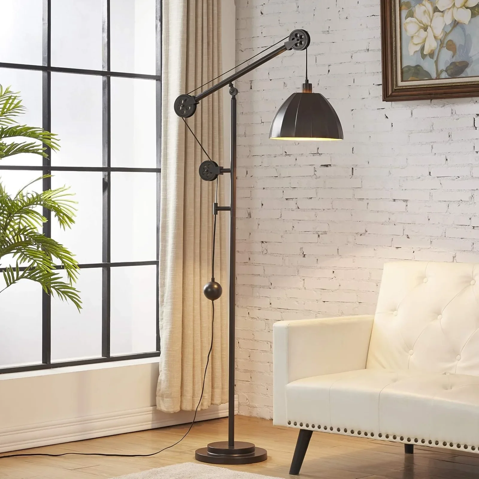 US Industrial Counterweight Pulley Floor Lamp with Adjustable Metal Shade Rustic Deep
US Industrial Counterweight Pulley Floor Lamp with Adjustable Metal Shade Rustic Deep