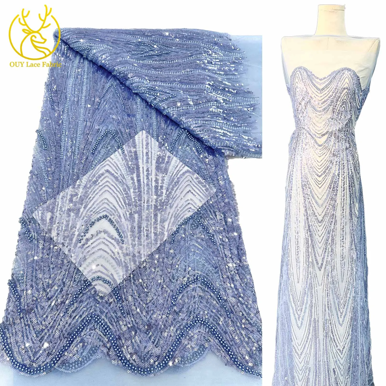 Luxurious African Nigerian Mesh Sequin Lace Fabric 2025 High-Quality French Beaded Tulle Sewing Fabric For Women's Party Dresses
Luxurious African Nigerian Mesh Sequin Lace Fabric 2025 High-Quality French Beaded Tulle Sewing Fabric For Women's Party Dresses
