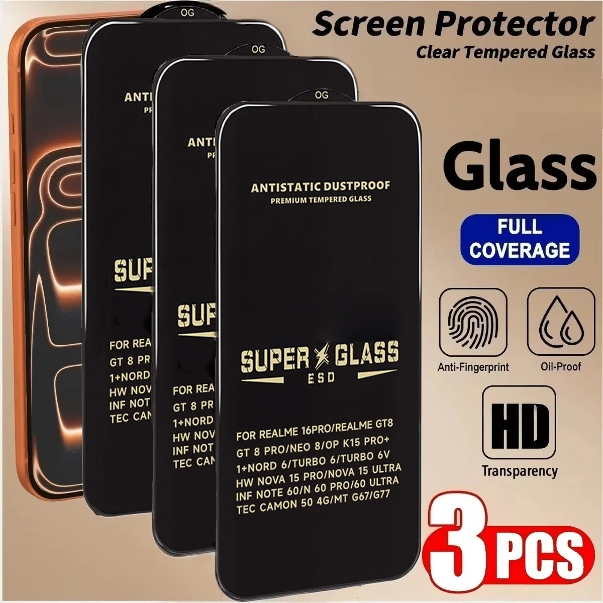 3PCS Shockproof Front Tempered Glass For Oneplus 15R 15 10T 8T 13T 9R 9 Screen Protector For Oneplus Nord 5 4 6 Protective Film
3PCS Shockproof Front Tempered Glass For Oneplus 15R 15 10T 8T 13T 9R 9 Screen Protector For Oneplus Nord 5 4 6 Protective Film