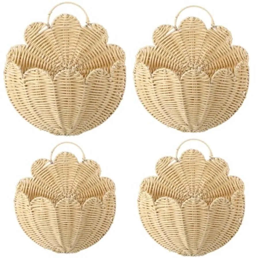4 Pcs Scalloped Wall Baskets Hanging Baskets 4 Different Sizes Large and Small Hand Woven Plastic Rattan Craft Original Storage
4 Pcs Scalloped Wall Baskets Hanging Baskets 4 Different Sizes Large and Small Hand Woven Plastic Rattan Craft Original Storage