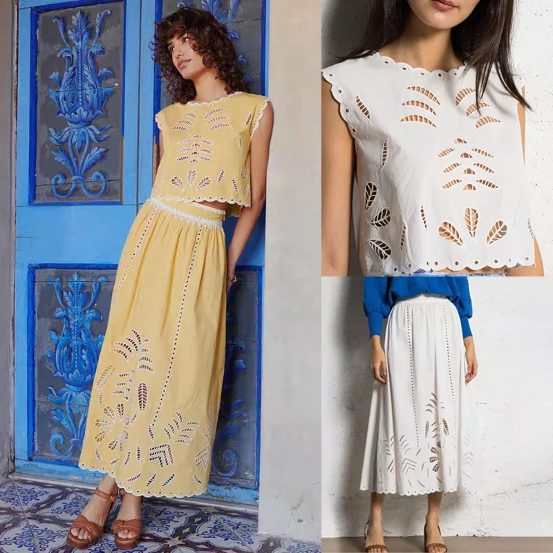 Лето 2023, новый топ Sle ort Svel с цветочной резьбой и белой длинной юбкой, комплект для молодых девушек, модный
Лето 2023, новый топ Sle ort Svel с цветочной резьбой и белой длинной юбкой, комплект для молодых девушек, модный