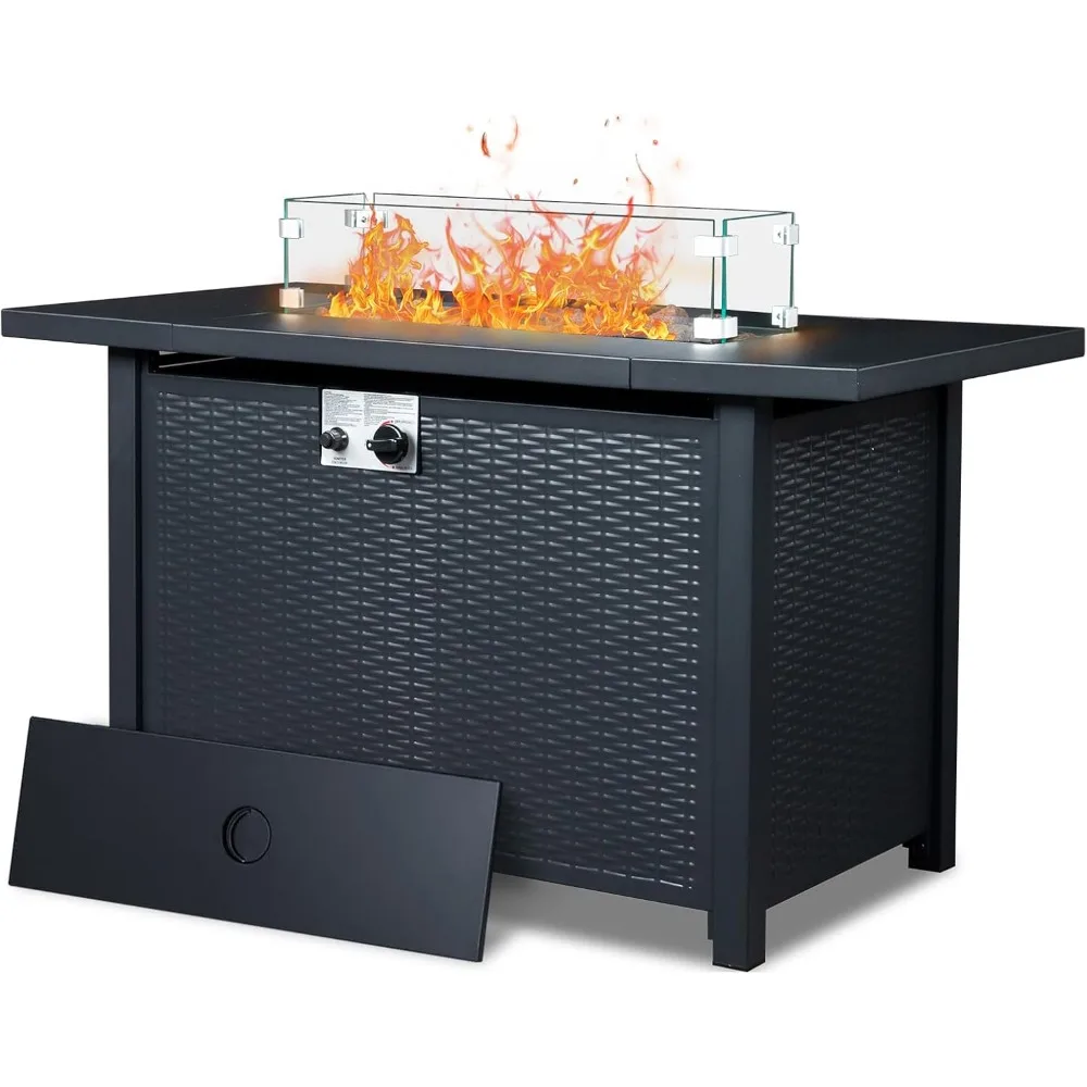 Fire Pit Table, 43" 50,000 BTU Rectangle Metal Propane Fire Table with Lid, Lava Rocks, Waterproof Dust Cover and Glass Wind Gu
Fire Pit Table, 43" 50,000 BTU Rectangle Metal Propane Fire Table with Lid, Lava Rocks, Waterproof Dust Cover and Glass Wind Gu