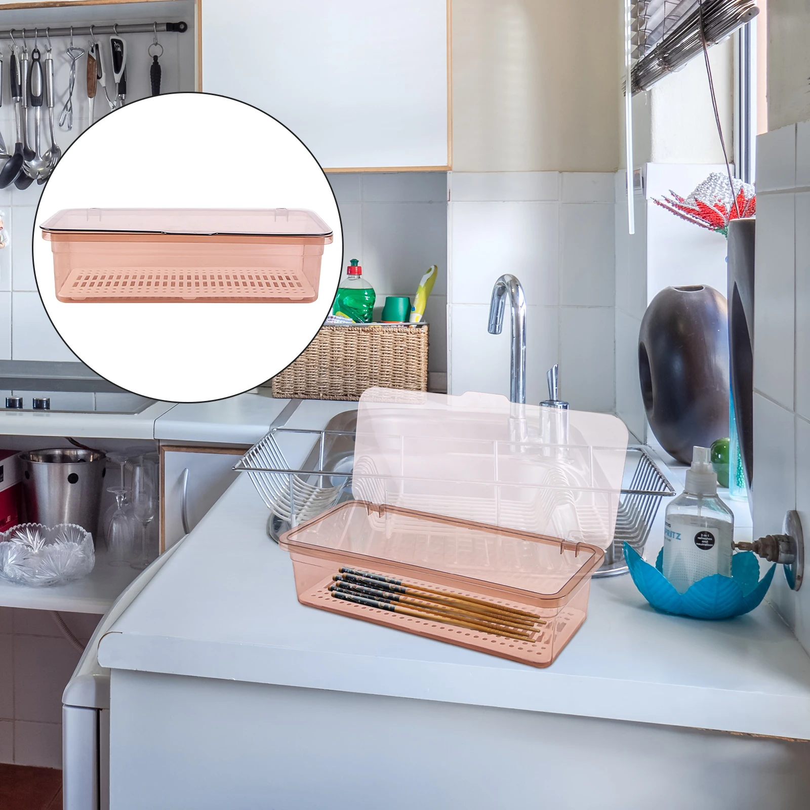 Chopstick Holder Utensil Container Lid Storage Organizer Kitchen Tableware Drainage Box Hygiene Dustproof Water
Chopstick Holder Utensil Container Lid Storage Organizer Kitchen Tableware Drainage Box Hygiene Dustproof Water