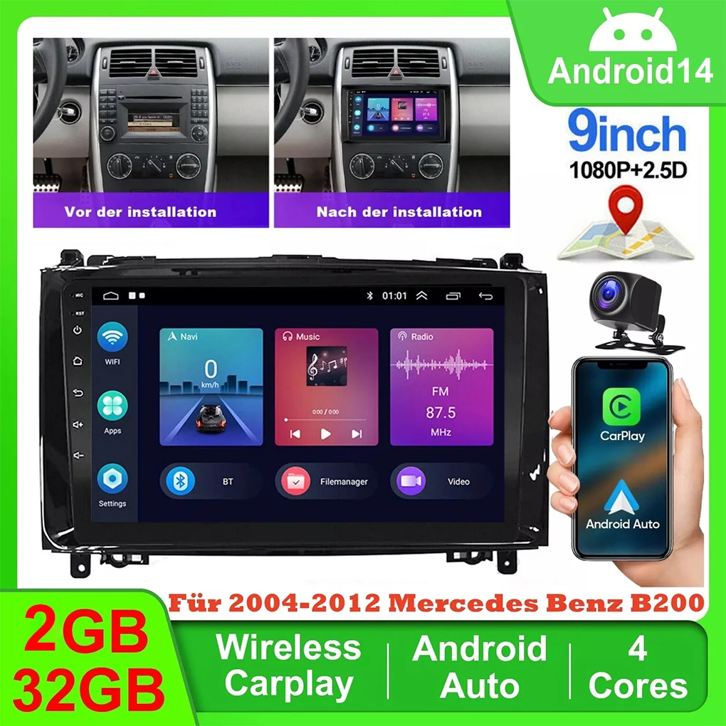 2Din авто радио 9-дюймовый сенсорный экран Carplay для 04-12 Mercedes Benz A B Class W169 W245 CarPlay Auto Android14 плеер WiFi GPS Navi
2Din авто радио 9-дюймовый сенсорный экран Carplay для 04-12 Mercedes Benz A B Class W169 W245 CarPlay Auto Android14 плеер WiFi GPS Navi
