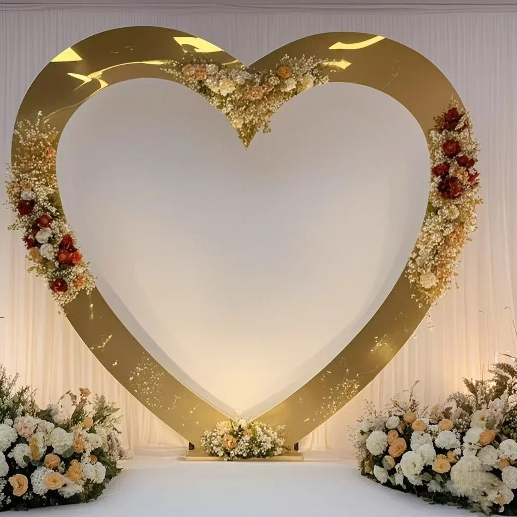 1pcs New Wedding Props Gold Silver Heart Shape Stainless Steel Arch Party Stage Background Screen Valentine's Day Decoration
1pcs New Wedding Props Gold Silver Heart Shape Stainless Steel Arch Party Stage Background Screen Valentine's Day Decoration