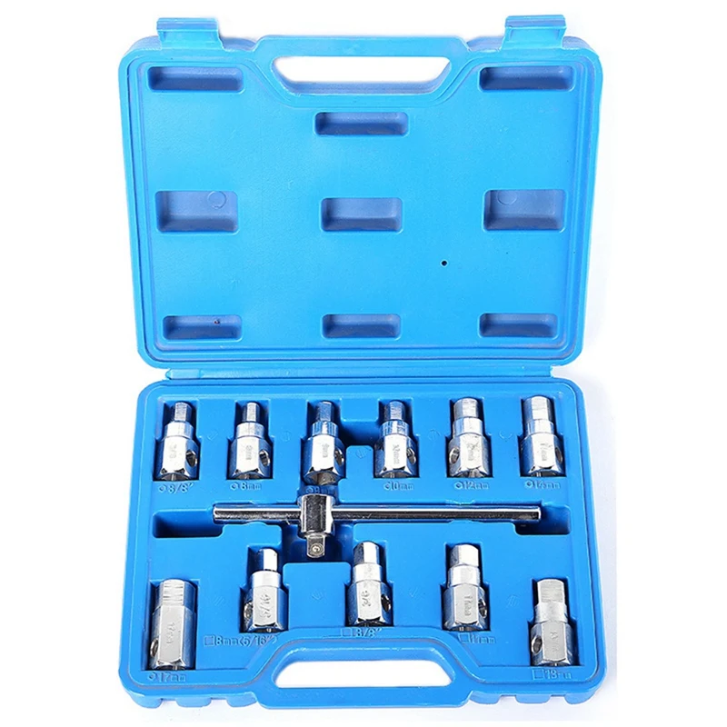 12PCS Oil Sump Socket Spanner Set Sump Wrench Oil Service Tool Kit For Cars Maintain Oil Drain Plug
12PCS Oil Sump Socket Spanner Set Sump Wrench Oil Service Tool Kit For Cars Maintain Oil Drain Plug