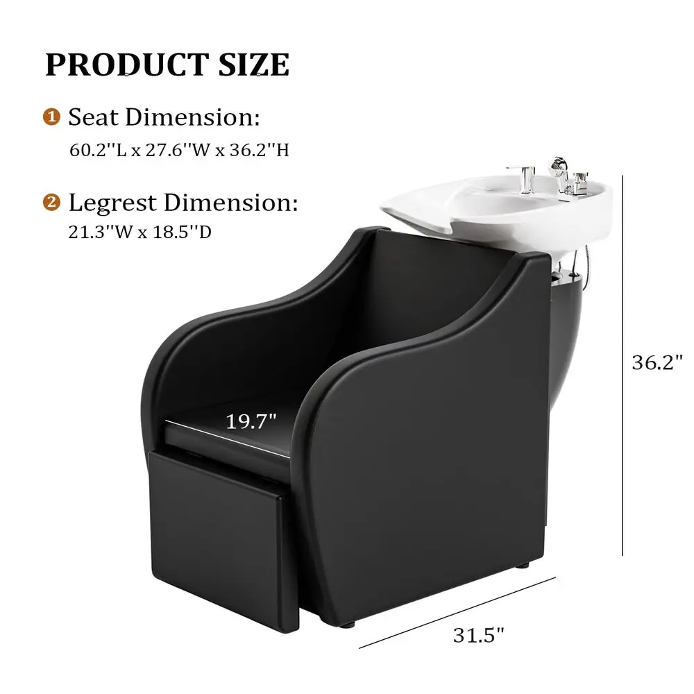 Shampoo Sink for Salon, Hair Wash Chair with White Porcelain Shampoo Bowl, Electric Shampoo Station Backwash Barber Chair, Beau
Shampoo Sink for Salon, Hair Wash Chair with White Porcelain Shampoo Bowl, Electric Shampoo Station Backwash Barber Chair, Beau