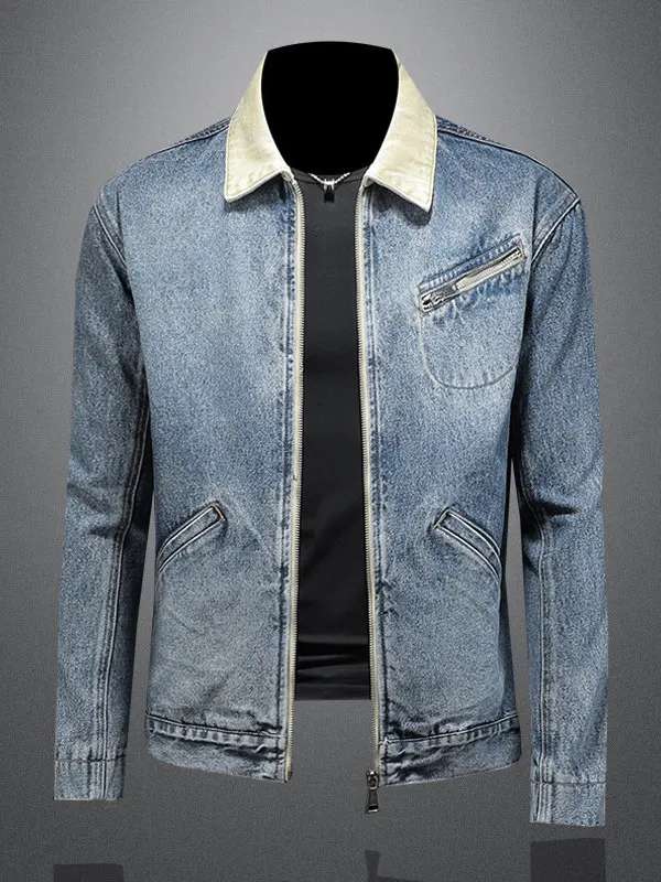 Retro American Waed Denim Jaet Men's Spring New Zipper Collar Casual Top Trendy Stand Fit Cotton Polyester Blend
Retro American Waed Denim Jaet Men's Spring New Zipper Collar Casual Top Trendy Stand Fit Cotton Polyester Blend