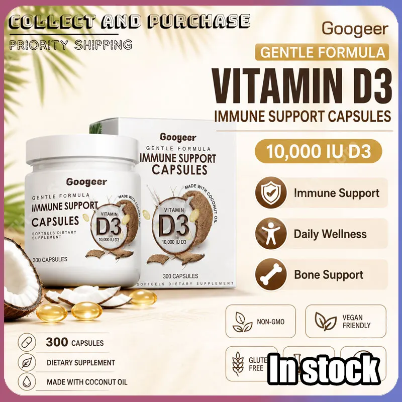 Googeer Vitamin D3 10000 IU Softgel Capsules Bone Muscle & Immune Support with Coconut Oil Non-GMO Gluten Free 300 Count
Googeer Vitamin D3 10000 IU Softgel Capsules Bone Muscle & Immune Support with Coconut Oil Non-GMO Gluten Free 300 Count