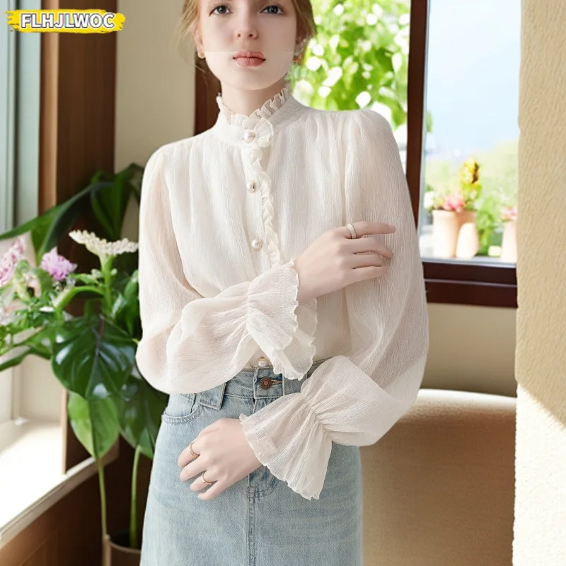 New Year Spring Autumn Basic Shirts Blouses Women Fashion Long Sleeve Elegant Office Lady Work Solid Ruffled Chic Tops Blusas
New Year Spring Autumn Basic Shirts Blouses Women Fashion Long Sleeve Elegant Office Lady Work Solid Ruffled Chic Tops Blusas