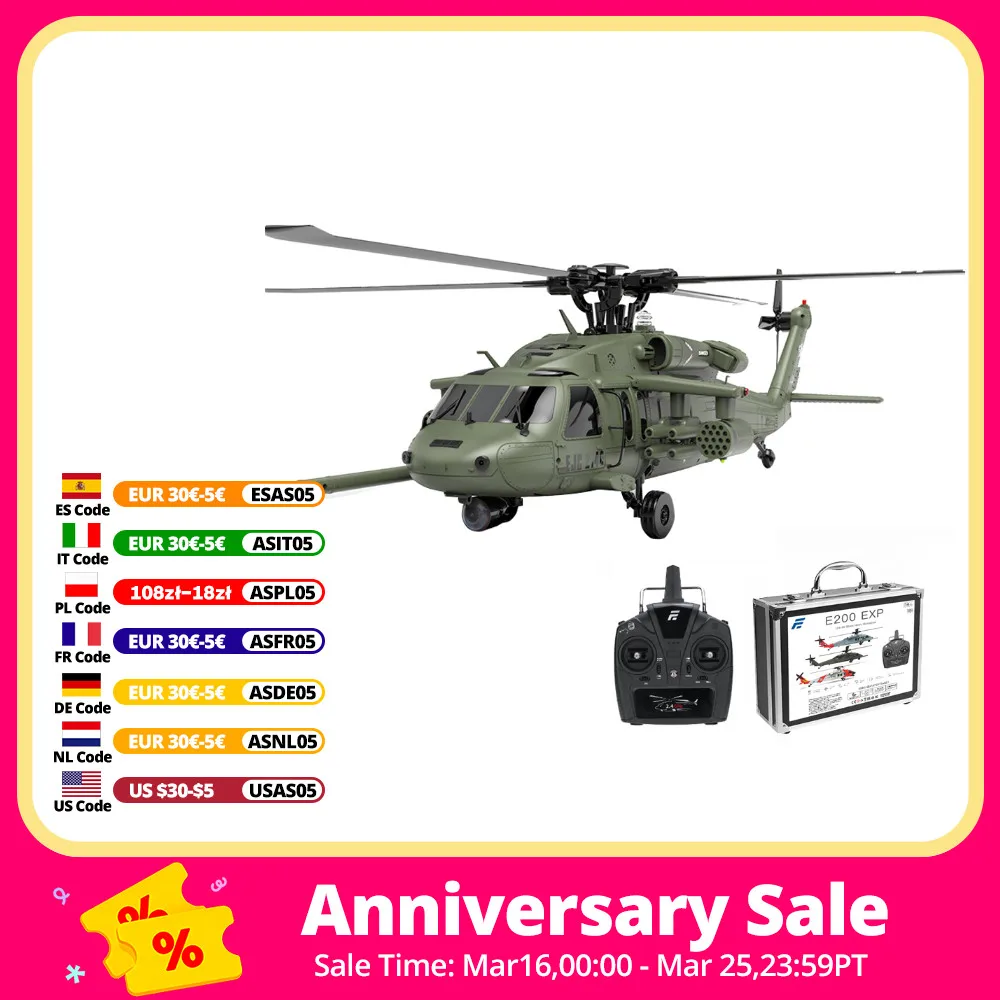 Eachine E200 EXP UH-60 SH-60 MH-60 2.4G 6CH 6-Axis Gyro Optical Flow Localization Dual Brushless Motor Flybarless RC Helicopter
Eachine E200 EXP UH-60 SH-60 MH-60 2.4G 6CH 6-Axis Gyro Optical Flow Localization Dual Brushless Motor Flybarless RC Helicopter