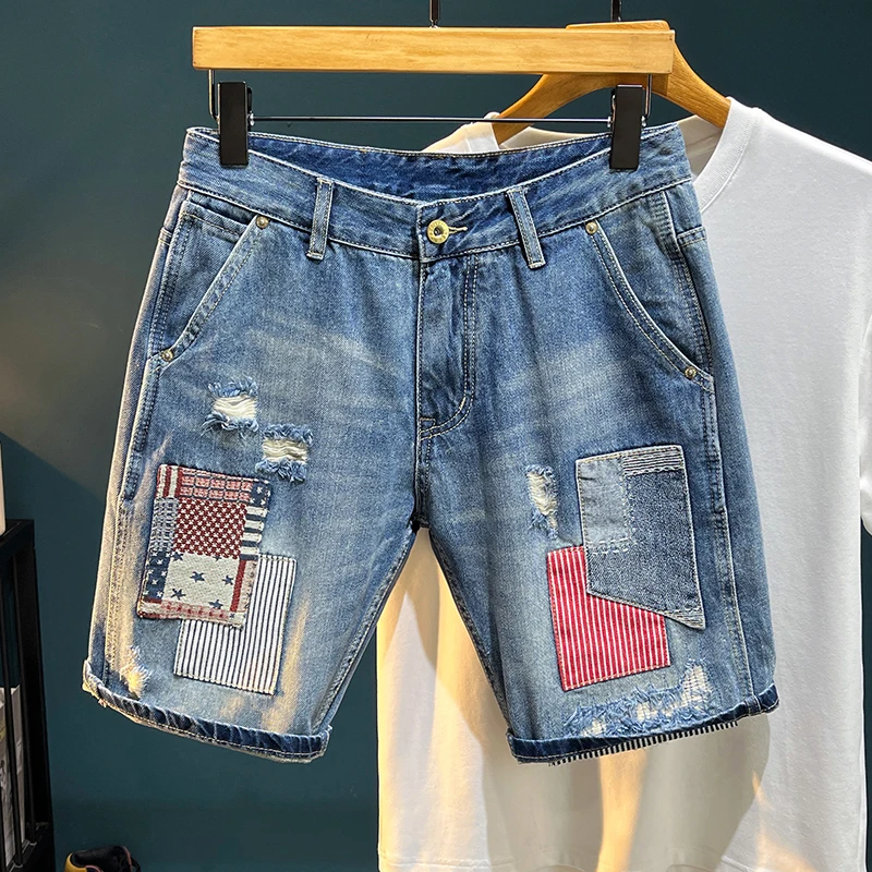TC3030 Summer high street patch stretch denim shorts broken holes printed male tide Slim patch high-end trend in trousers
TC3030 Summer high street patch stretch denim shorts broken holes printed male tide Slim patch high-end trend in trousers