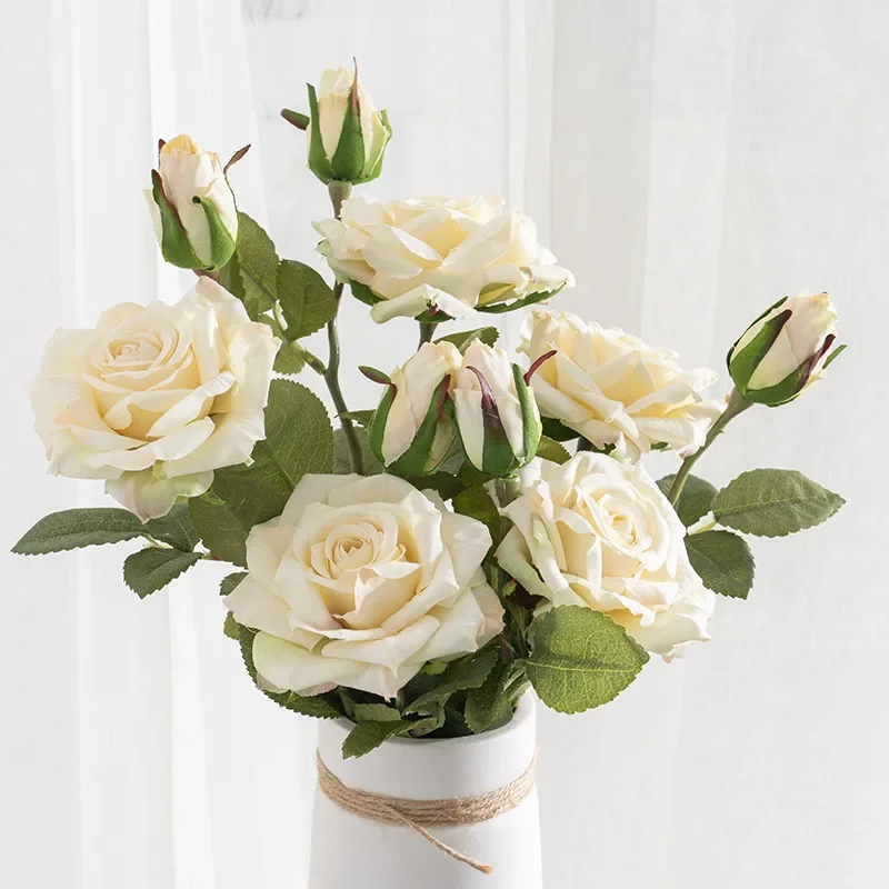 47cm White Rose Artificial Flowers Bouquet Silk Big Flower Head with Bud Autumn Home Wedding Decoration Fall Fake Flower Branch
47cm White Rose Artificial Flowers Bouquet Silk Big Flower Head with Bud Autumn Home Wedding Decoration Fall Fake Flower Branch