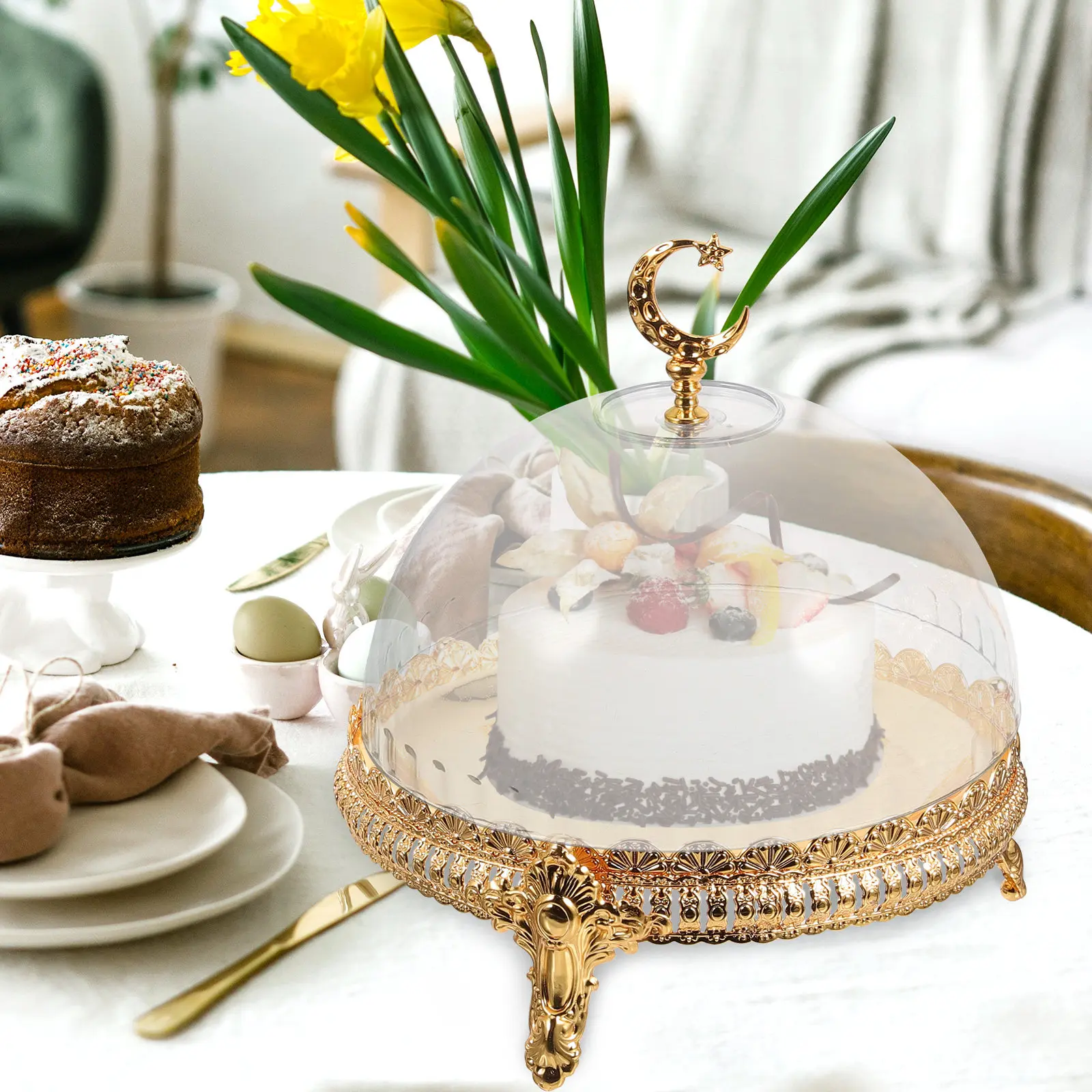1 Set Iron Cake Tray With Dome Cover European Style Footed Dessert Display Stand For Wedding Party Bakery Serving Storage Tray
1 Set Iron Cake Tray With Dome Cover European Style Footed Dessert Display Stand For Wedding Party Bakery Serving Storage Tray