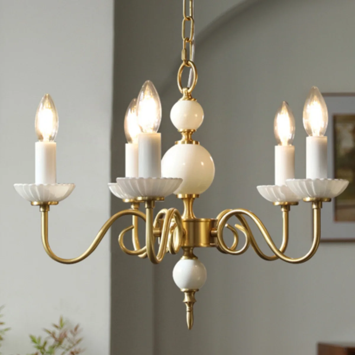 Retro French bedroom milk white glass pendant lamp American style cloakroom medieval all copper lamp
Retro French bedroom milk white glass pendant lamp American style cloakroom medieval all copper lamp