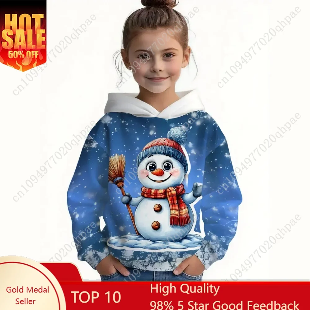 Christmas Cute Snowman Print Hooded Sweatshirt Fashion Party Long Sleeve Hoodies Girls Comfortable Pullover Children's Clothing
Christmas Cute Snowman Print Hooded Sweatshirt Fashion Party Long Sleeve Hoodies Girls Comfortable Pullover Children's Clothing