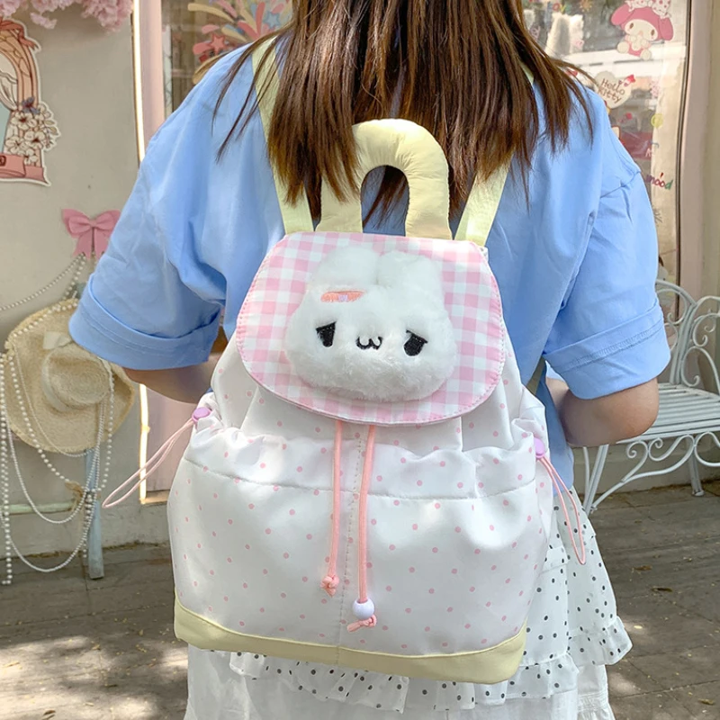 Cute Plush Animal Flap Backpack Korean Polka Dot Drawstring School Bag Large Capacity Women Student Cartoon Backpack
Cute Plush Animal Flap Backpack Korean Polka Dot Drawstring School Bag Large Capacity Women Student Cartoon Backpack