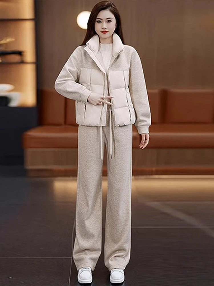 Winter Faion High Waist Wide Leg Pants White Enhancing Long Sve Cotton Jaet Women's Two Piece Set Casual Sle
Winter Faion High Waist Wide Leg Pants White Enhancing Long Sve Cotton Jaet Women's Two Piece Set Casual Sle