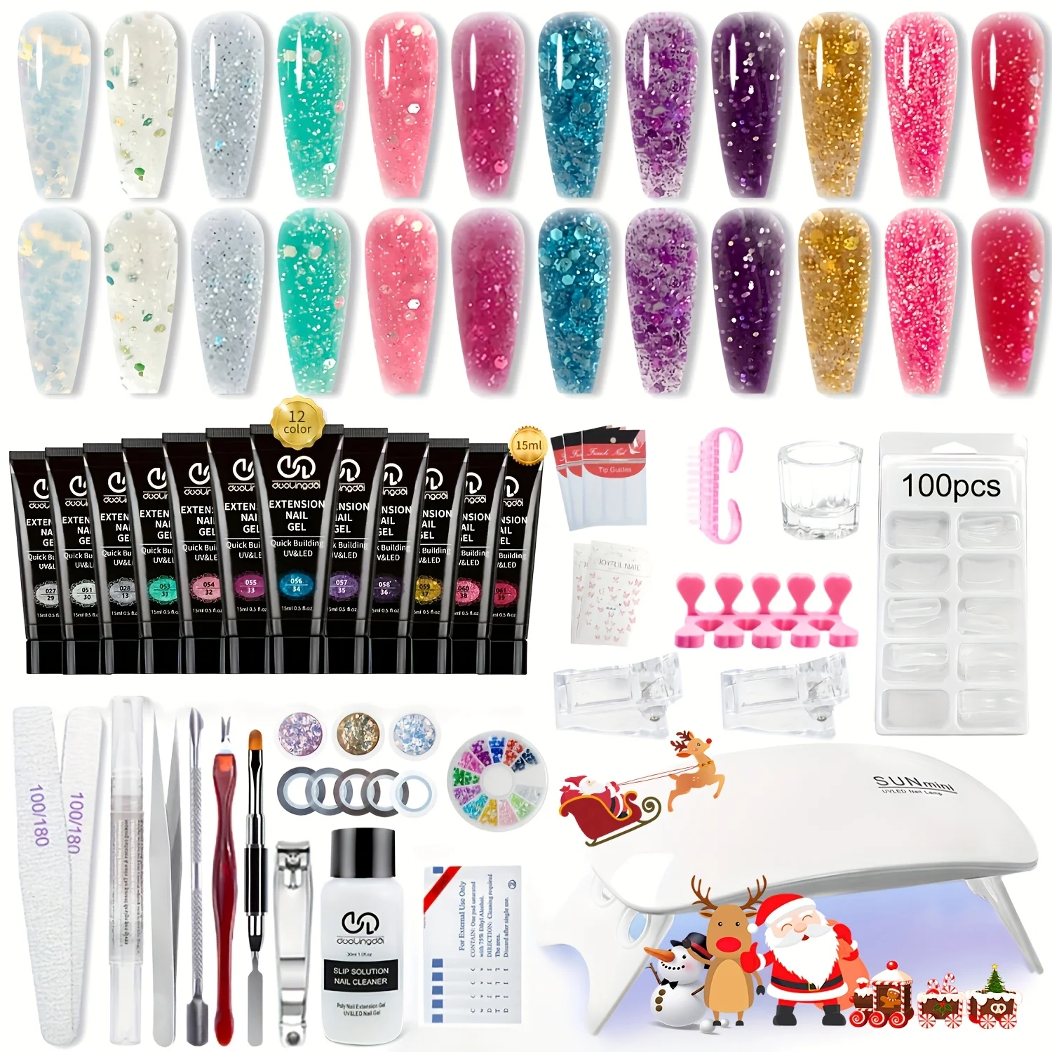 A Complete Poly Nail Gel Kit Featuring 12 Colors Including Nude, Pink, Blue, Yellow, Purple, And Glitter, Perfect for Beginners
A Complete Poly Nail Gel Kit Featuring 12 Colors Including Nude, Pink, Blue, Yellow, Purple, And Glitter, Perfect for Beginners
