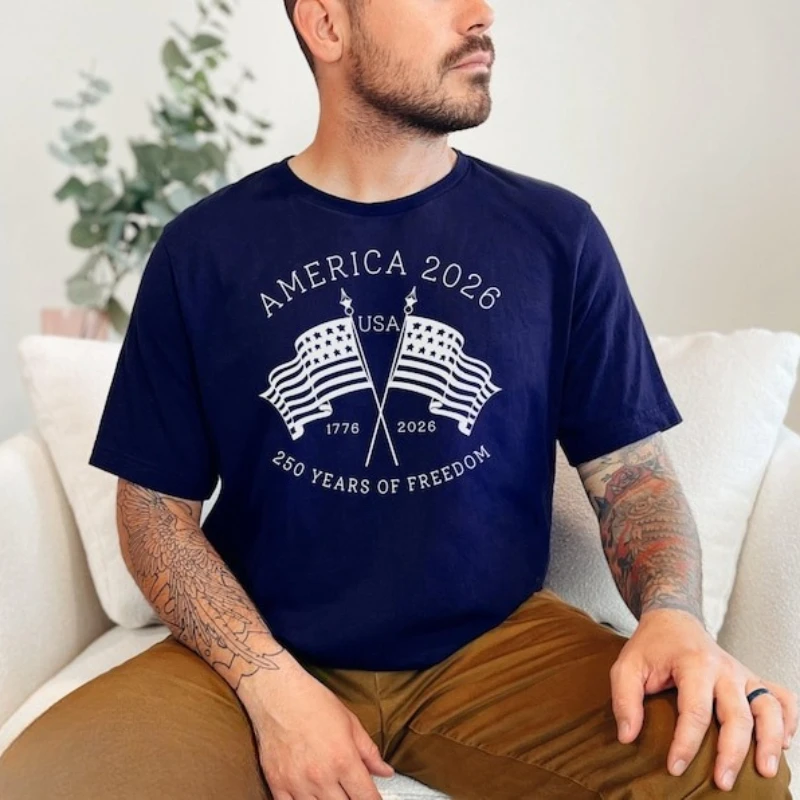 250 Years Flag Graphic T Shirt of Freedom Unisex Patriotic Personalize Gift July 4th Pride Crewneck High Quality Cotton Tee
250 Years Flag Graphic T Shirt of Freedom Unisex Patriotic Personalize Gift July 4th Pride Crewneck High Quality Cotton Tee